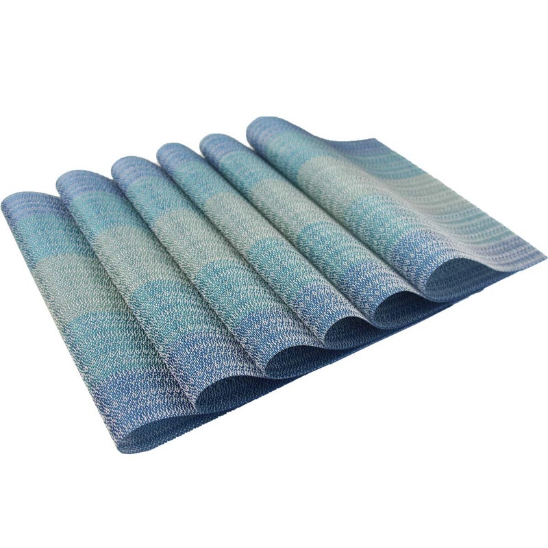 PIGCHCY Placemat,Washable Woven Non-Slip Insulation Durable Placemat Vinyl Table Mat Set of 4 (4pcs Placemats,Coastal Blue) - Image 3